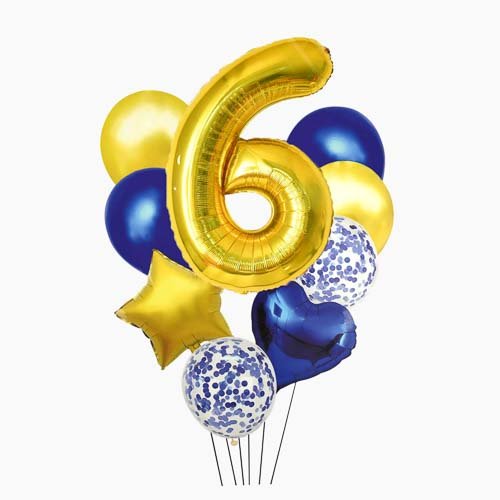 Globo Número 6 para Fiestas de Cumpleaños Dorado